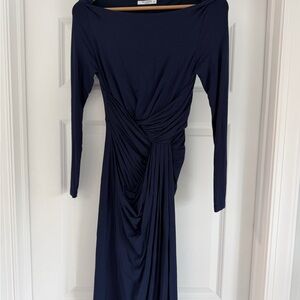 MM Lafleur Midnight Ruched Long Sleeve Jersey Dress